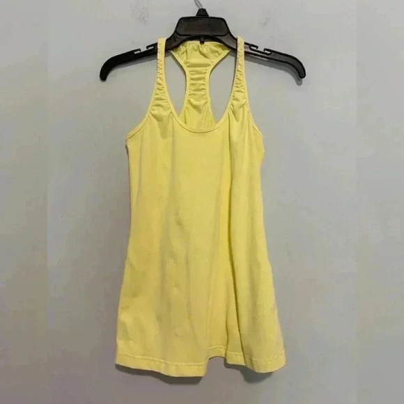 Lululemon Cool Racerback Tank Top Yellow  Size 4 Workout Gym Yoga - Picture 2 of 4